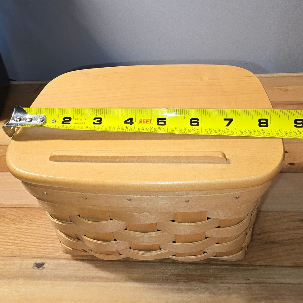 Longaberger Handwoven Wood Basket Recipe Holder Lid and Liner 2001 Dresden Ohio
